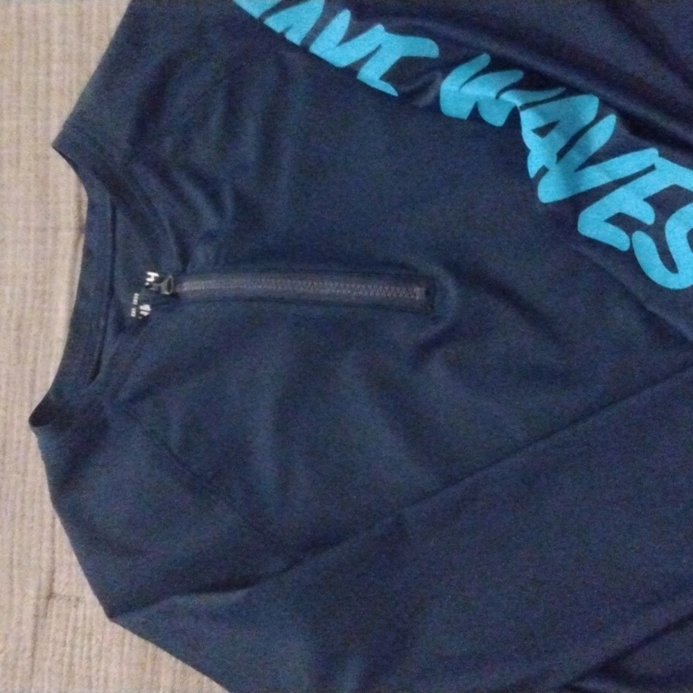 Little boys long sleeve navy rash guard with zipper size 7